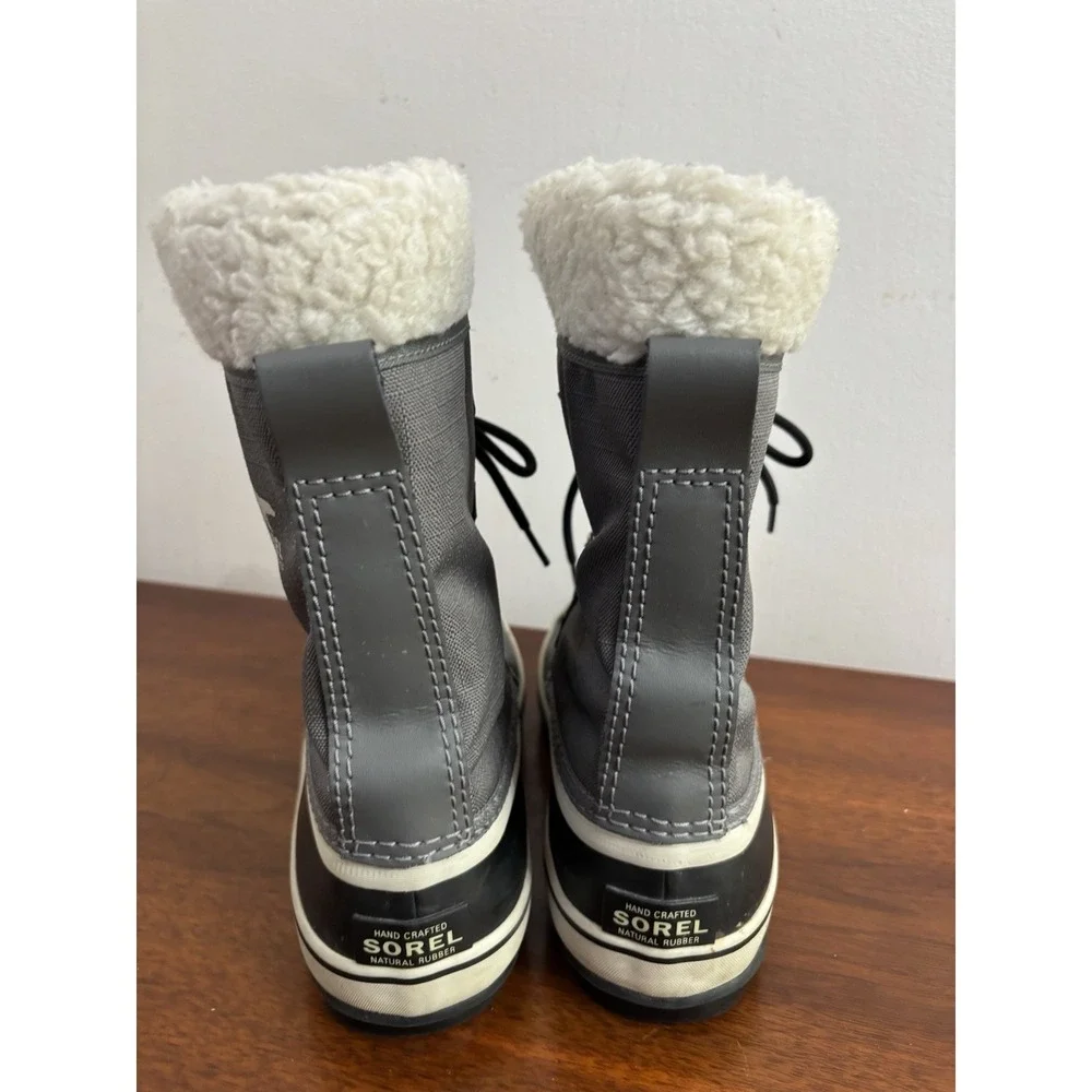 Sorel Women's Black‎ Gray Winter Carnival Boots Waterproof Faux Fur Size 8